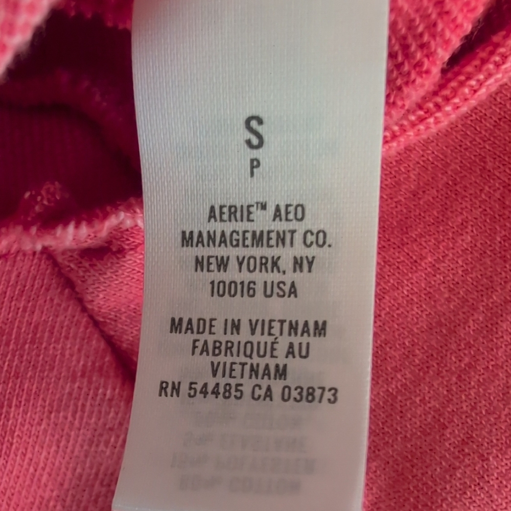 Aerie Pink Long Sleeve Cut Neck Sweatshirt Jumpsuit Romper S              Q121 - Picture 8 of 8